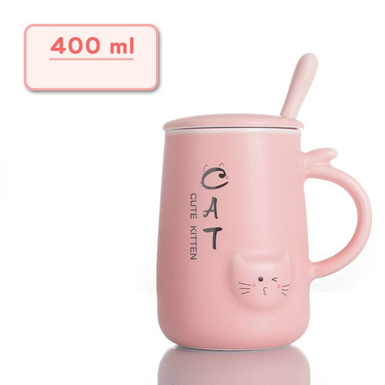 Cute Cat 400Ml Cafe Coffee Mug Drinking Cups Large Capacity Style Ceramic Milk Breakfast Mugs Water Tea Big Cup Drinkware