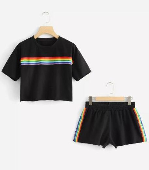 Rainbow Summer Two Piece Outfit Set