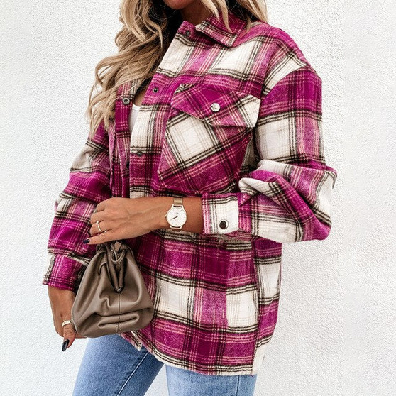 Retro Plaid Coat Blouse