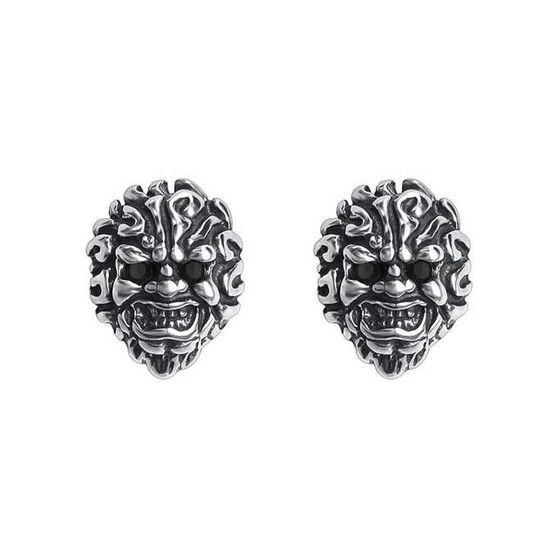 316L Stainless Steel Skull and Rock-N-Roll Stud Earrings