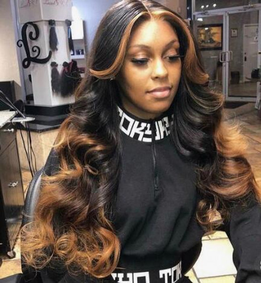 Brazilian Honey Blonde Ombre Brown With Highlight Lace Front Human Hair Wigs PrePlucked Loose Deep Wave