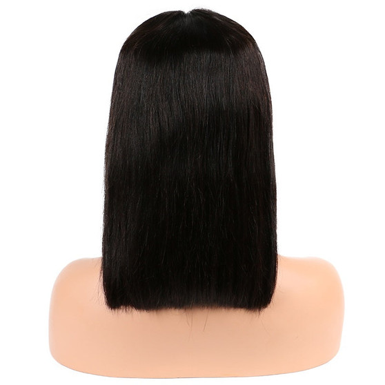 Short Straight Human Hair Bob Wigs For Women Roots Remy Brazilian Lace Front