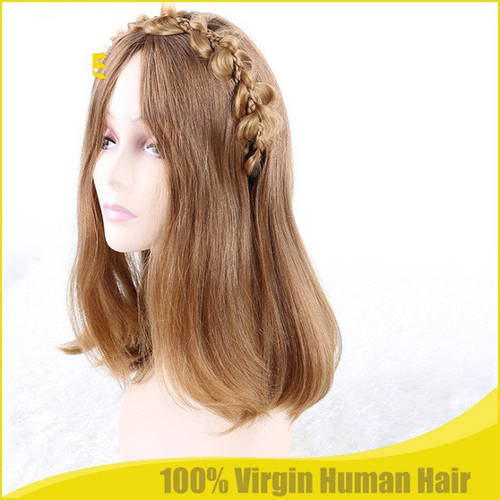 Certificated European Remy Hair Jewish Kosher Wig For Women Natural Light Brown