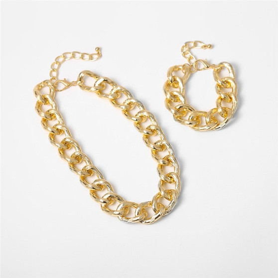 Chunky Cuban Chain Necklace &  Bracelet