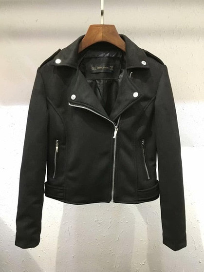 leather jacket women biker outwear motorcycle coat soft slim fit cute