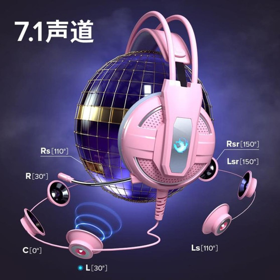 Original YL- Gaming Headphones Wired Girl Pink Stereo Large Headphone Noise Canceling Headphone With