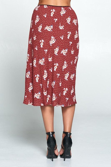 Floral and Polka Dot Midi Skirt