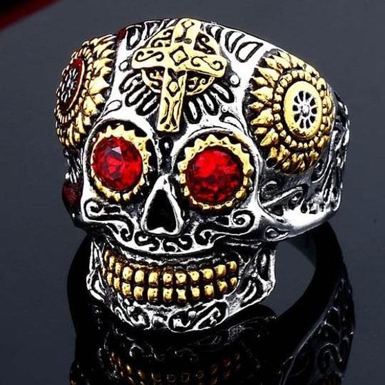 Punk skull ring biker jewelry men stainless steel hiphop rocker gifts