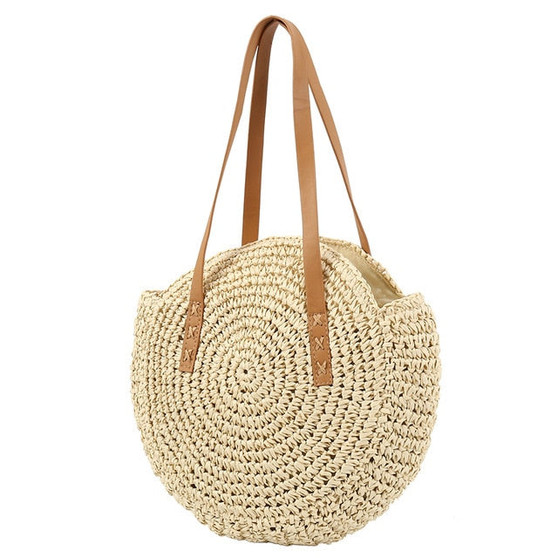 Beach Rattan Bag Hand Woven Straw Bag Bohemian Summer Handbag Travel Female Tote Wicker Bag bolsos de mimbres paja