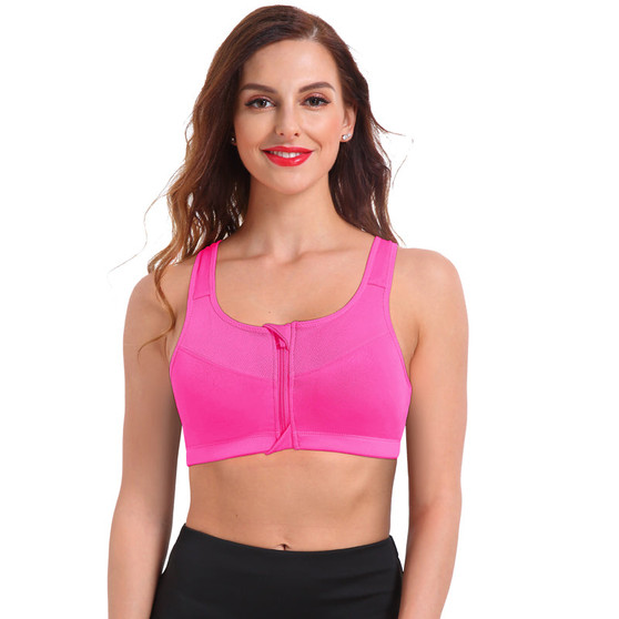 Women Zipper Push Up Sports Bras