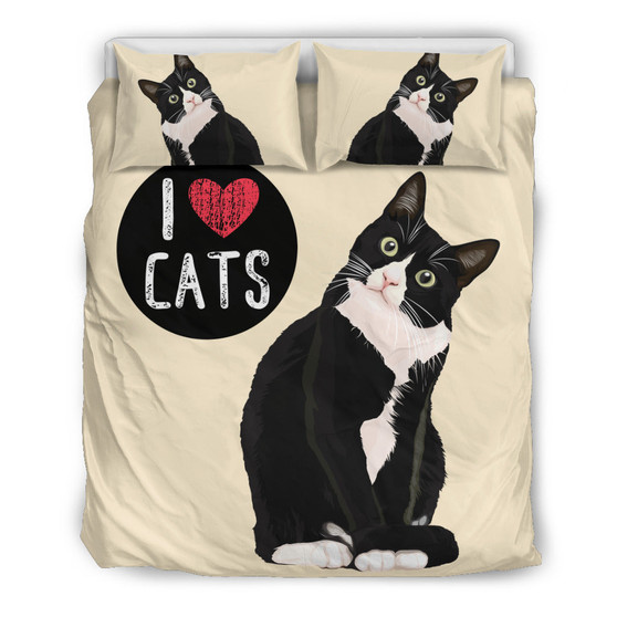 I Love Cats Bedding Set for Cat Lovers