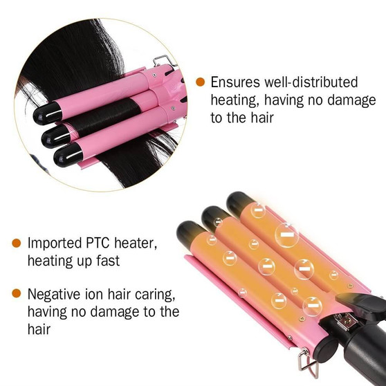 Beauty Chill Ceramic Curling Iron Triple Barrel Wave Hair Curler 25mm/32 mm Hair Curler Waver Roller Wand Deep Big Wave Hair Styling Tools