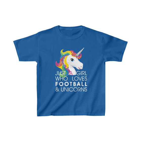 Girls T-Shirt - Just a girl who loves football and unicorns