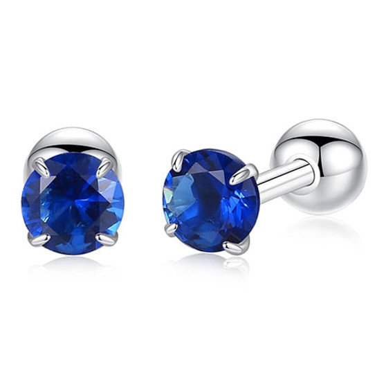 Sterling Silver  Zircon Crystal Stud  Earring