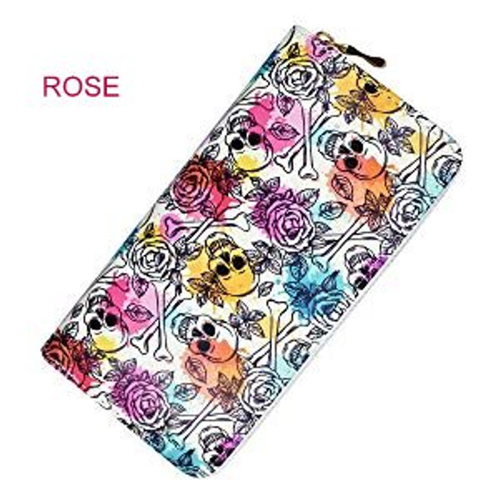 Sugar Skull Wallet for Women Clutch Zipper Credit Card Holder Gift Purse