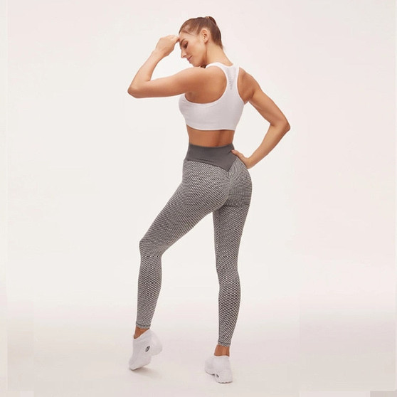 CHRLEISURE Grid Tights Yoga Pants Women Seamless High Waist Leggings Breathable Gym Fitness Push Up Clothing Girl Yoga Pant
