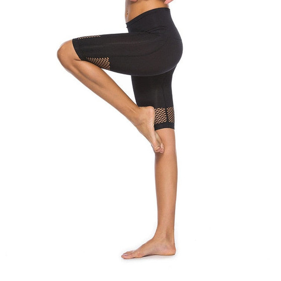 Sexy Yoga Shorts Women Breathable Mesh Stitching Sports Leggings