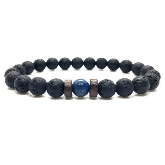 Men Bracelet Natural Moonstone Bead Lava Stone Diffuser