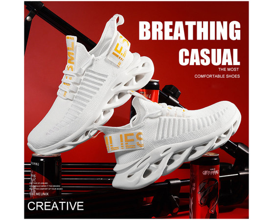 Men Running Shoes Brand Designer Lace-Up Breathable Blade Sneakers  increase walking Gym shoes man