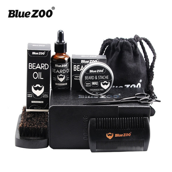 UPGRADED Beard Grooming & Trimming Kit Beard Growth Gift Set for Men Shaping & Moisturizing with Unscented Leave-in Conditioner Oil, Mustache & Beard Balm Wax, Beard Brush, Beard Comb, Sharp Scissors