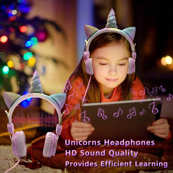 Cute Unicorn Wired Headphone With Microphone