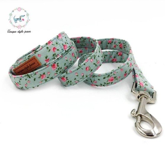 Pretty Rose Luxury Dog Collar W/Bowtie & Leash Set