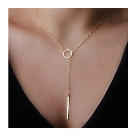 Long Necklaces Minimalist  Gold-color Pendant