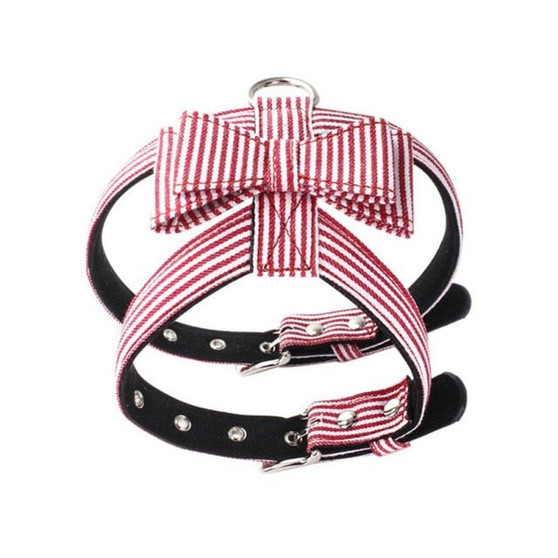 Soft Suede Fabric Stripe Leather Dog Harness