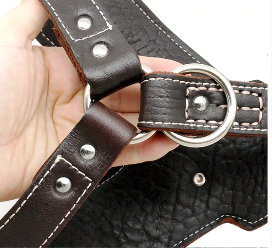 Large Dogs Genuine Leather Harness Durable Adjustable