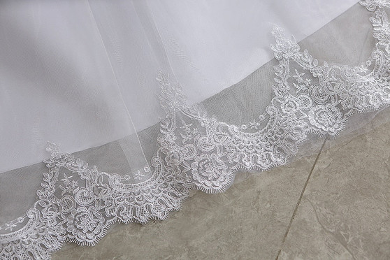 Elegant Beading Lace Court Train Ball Wedding Gown