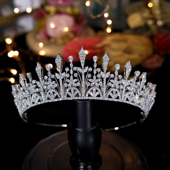 Luxurious Cubic Zirconia Princess Pageant Bridal Tiara Crown