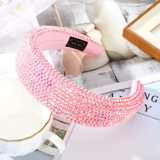 Full Crystal Rhinestone Headbands - Wide Elastic Hairbands