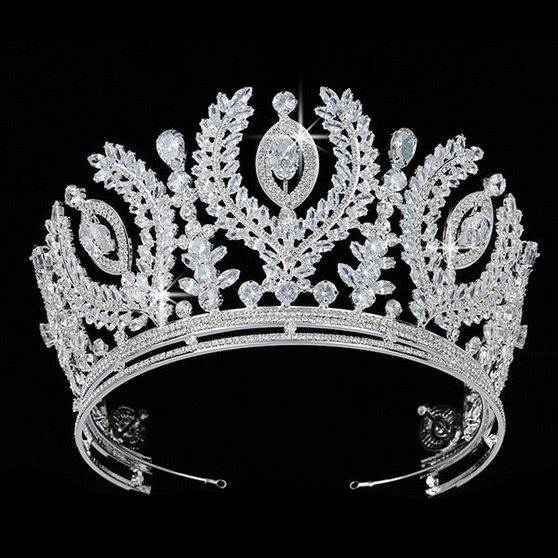 Luxurious Cubic Zirconia Crystal Crown Wedding Pageant Event Tiara