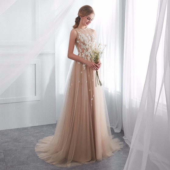 Elegant Sleeveless Bridesmaid Prom Dress Gowns