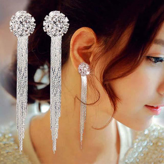 Fashion Jewelry Crystal Tassel Earrings Bridal Wedding Jewelry