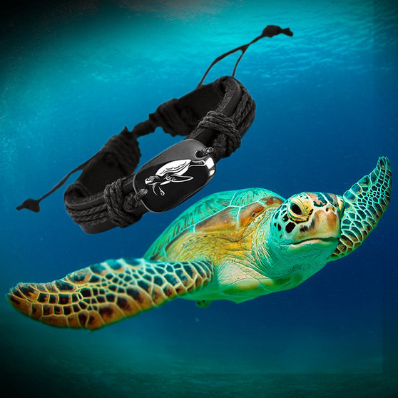 Sea turtle Woven Rope Leather Bracelet