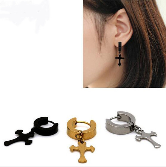 Gothic Punk Earrings with Cross Shape