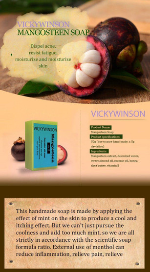 Mangosteen handmade soap 50g Skin Care Bleach Soap Moisturizing Clear Complexion Facial Cleansing Bar Rice Milk Face Soap Bar