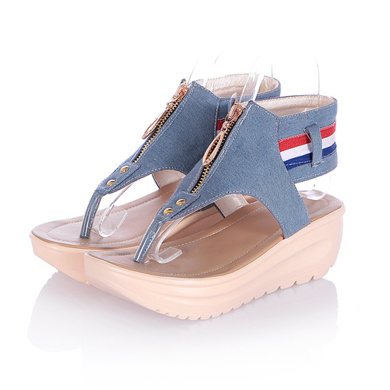 Kara Denim Wedge Sandals