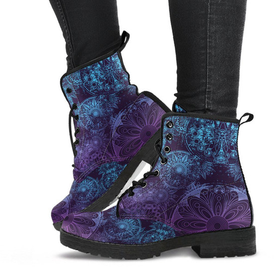 Blue Purple Boho Mandala Boots