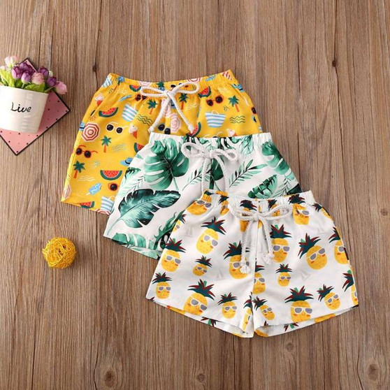 Toddler Boys Swim Trunks Cartoon Pineapple