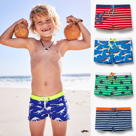 Toddler Boy Blue Striped Kid Swimming Shorts Swimwear