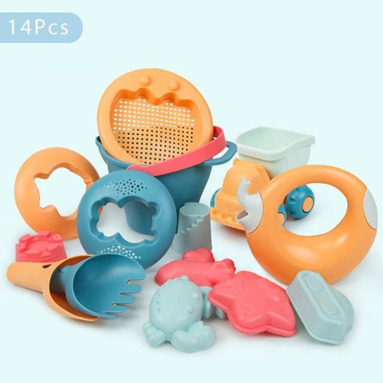 5-14PCS Beach Toys for Kids Sand Toys Set with Bucket Animal Mold