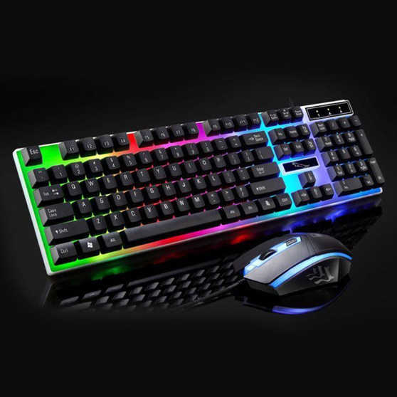 USB Gaming Keyboard & Mouse Set with  Rainbow LED