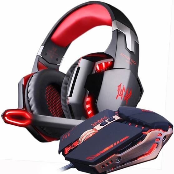 Gaming Headset and Mouse 4000 DPI Adjustable Stereo  LED Light Optical USB Wired