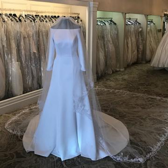 onlybridals Simple Wedding Dresses A-line Off-the-shoulder Elegant Long Sleeve Bridal Gown