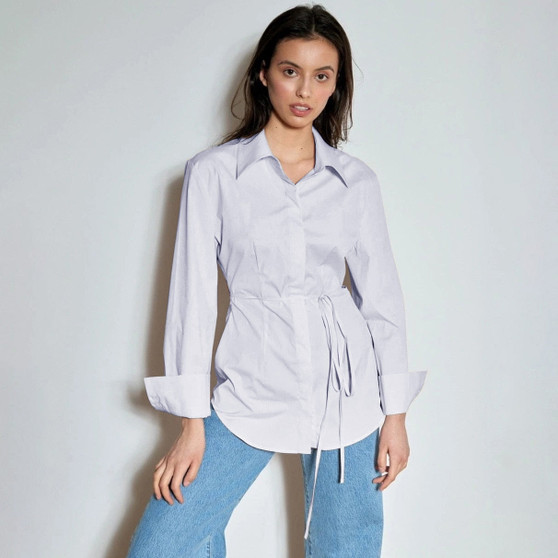 Blouse Long Sleeve Hollow Out Lace up Shirt
