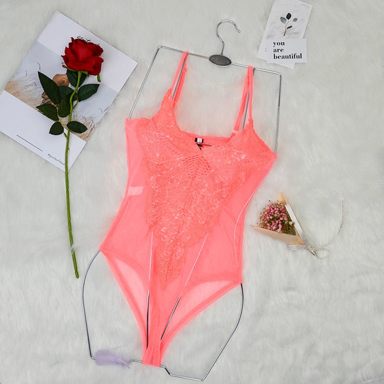 Lace Floral Mesh Backless Sheer Bodysuit