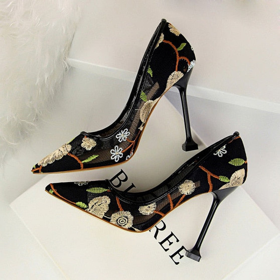 2021 High Heels Luxury Pointed Toe Blue Heels Pumps