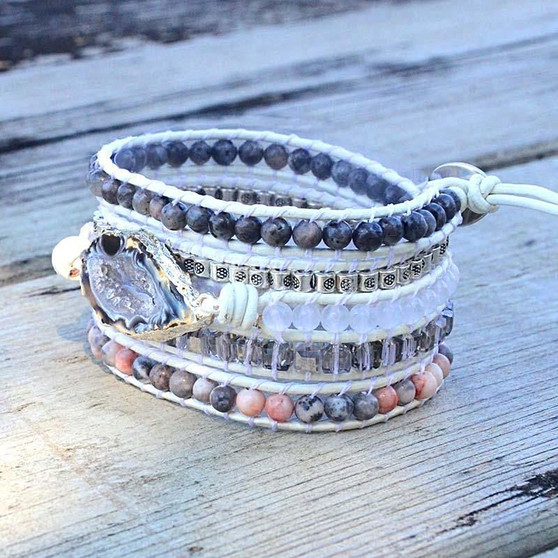 Magical White Labradorite & Druzy Bracelet